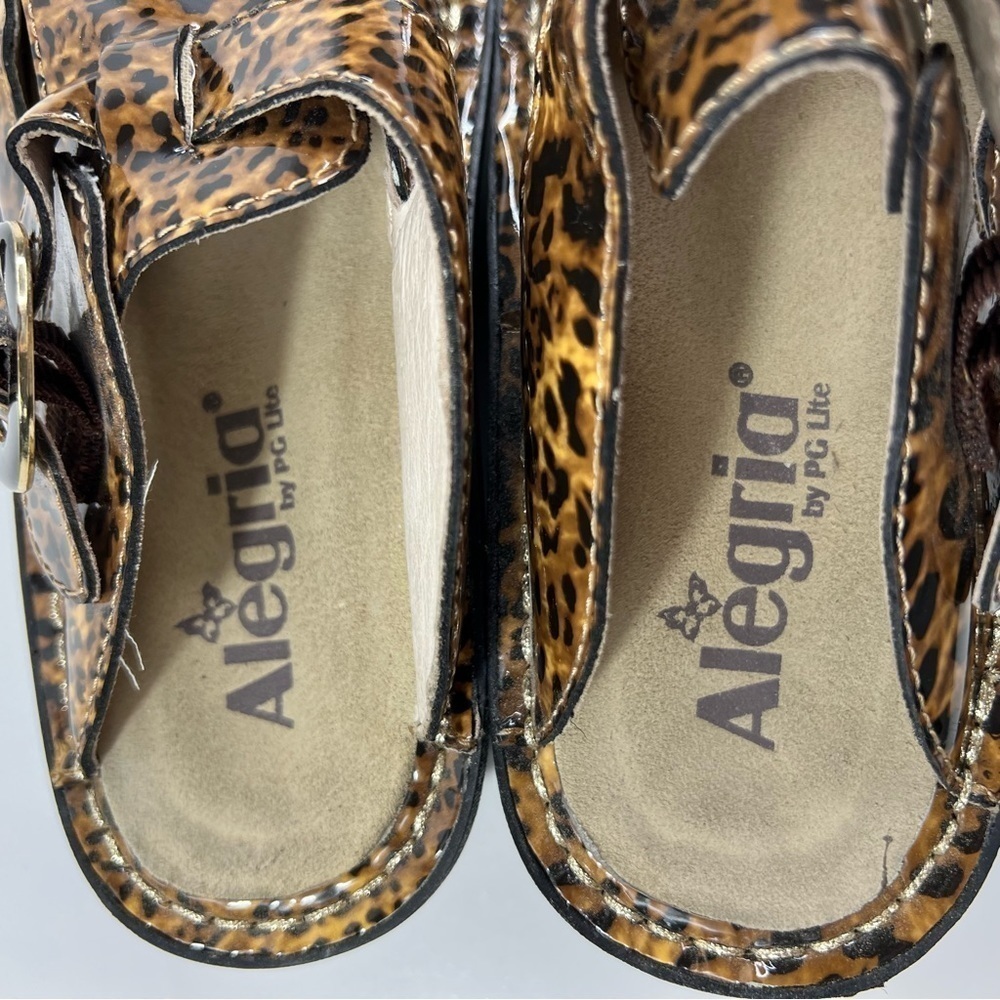 Alegria ALG-417 Leopard Print Slip-On Shoes Leather Padded Support Sz 35 US 5 - Picture 4 of 10